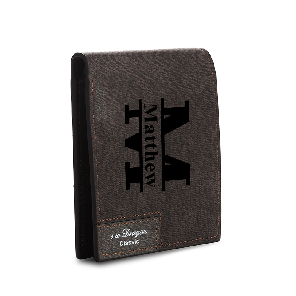 Personalised Letter & Name Billfold Wallet Custom Men's Leather Wallet Gifts for Him Dark Brown-Jessemade AU