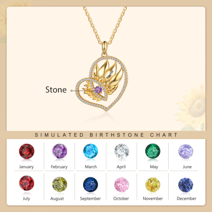 Personalised Heart Necklace With 1 Birthstone Engraved Names Necklace Gift For Women-Jessemade AU