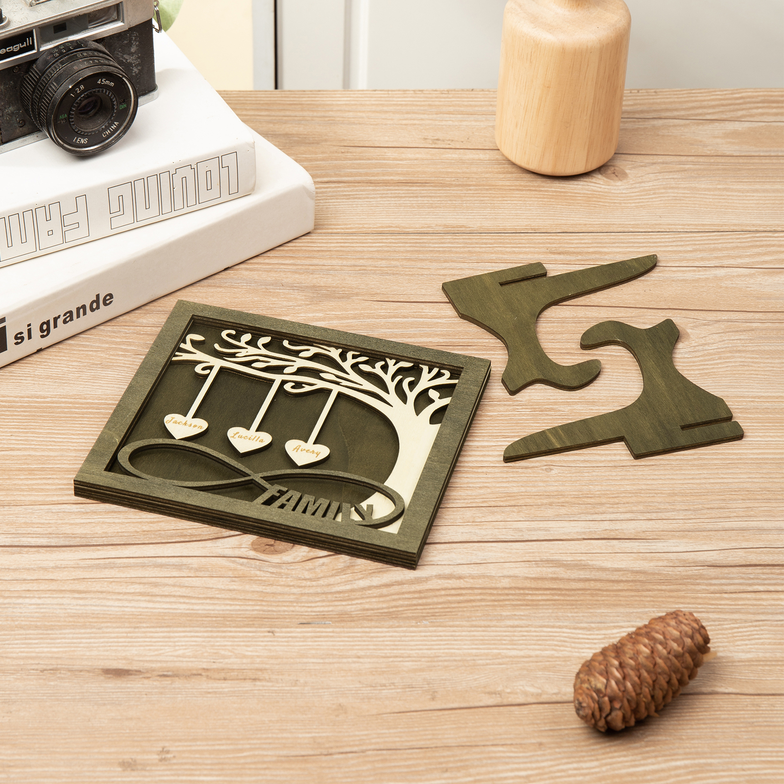 Custom Family Tree Sign with 3 Names Wooden Keepsake Gifts-Jessemade AU