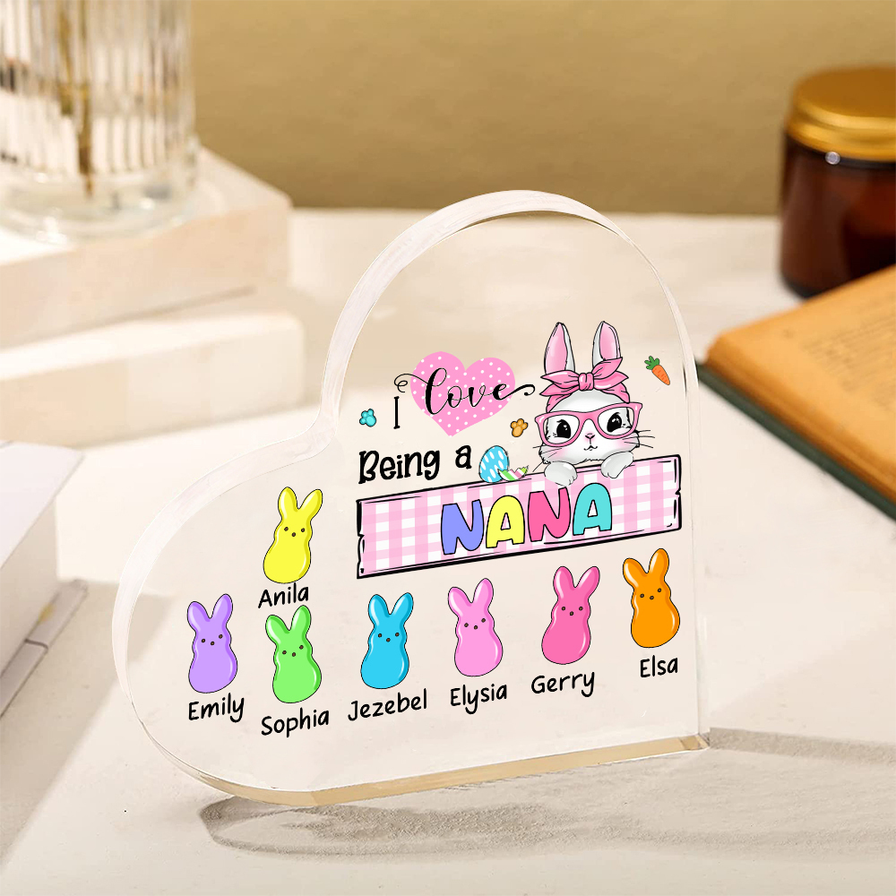 8 Names - Personalised Acrylic Heart Keepsake Custom Names Bunny Ornaments Gifts for Grandma/Mother-Jessemade AU