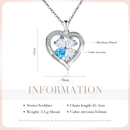 Personalised Heart Necklace with 1 Birthstone Engrave Names Family Necklace for Mom-Jessemade AU