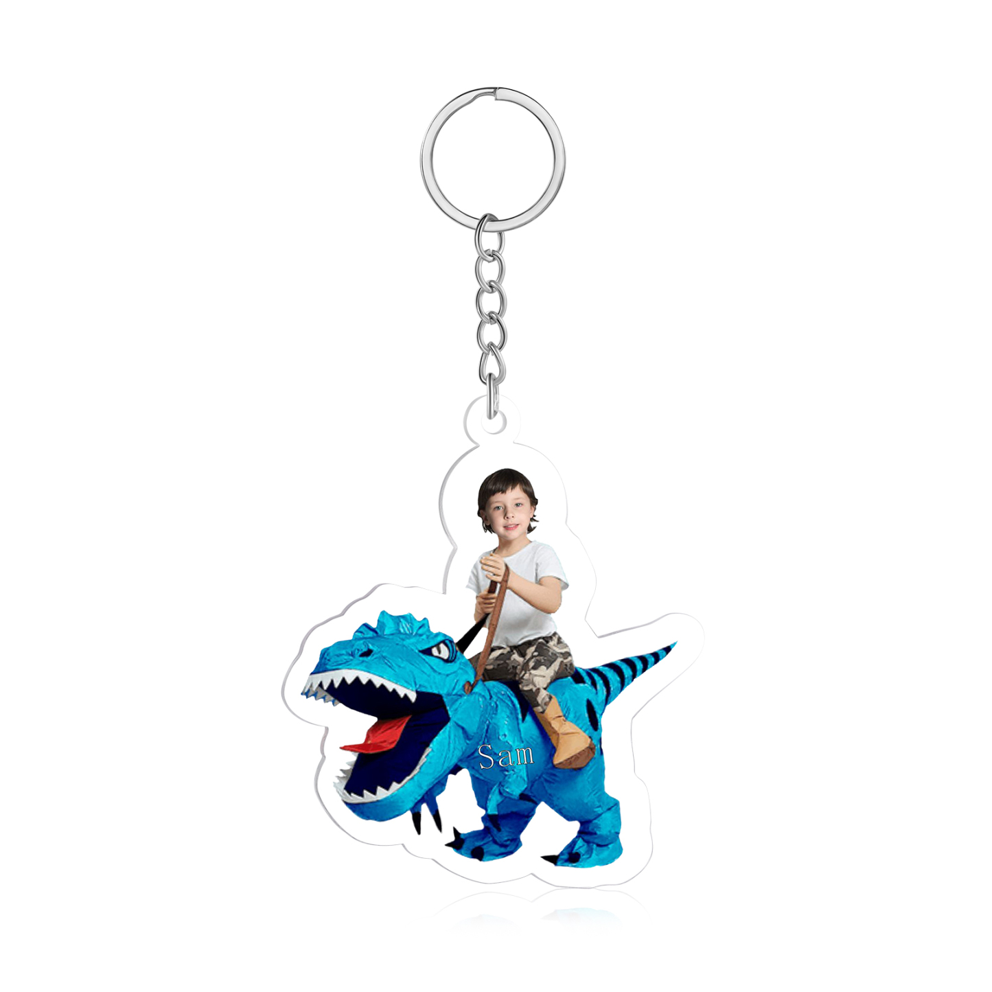 1 Name - Personalised Acrylic Dinosaur Keychain Customised Name & Photo Keychain Gift for Kids-Jessemade AU