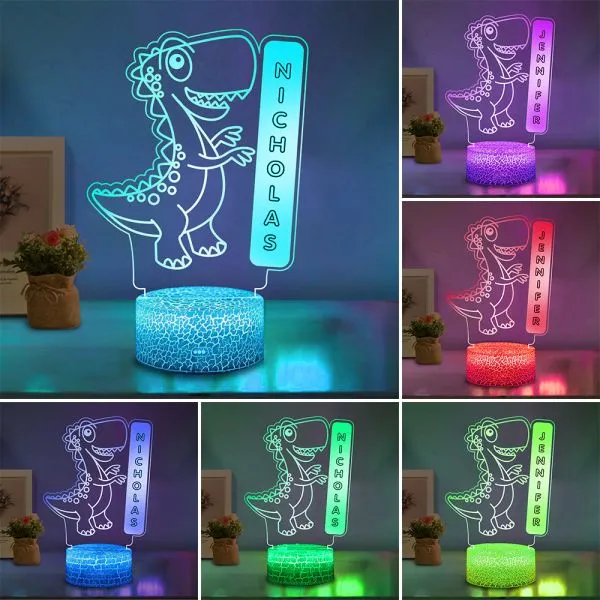 7 discolour Led Name Custom Night Light Letter & Dinosaur LED Lamp for Kids Gift-Jessemade AU