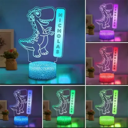 7 discolour Led Name Custom Night Light Letter & Dinosaur LED Lamp for Kids Gift-Jessemade AU