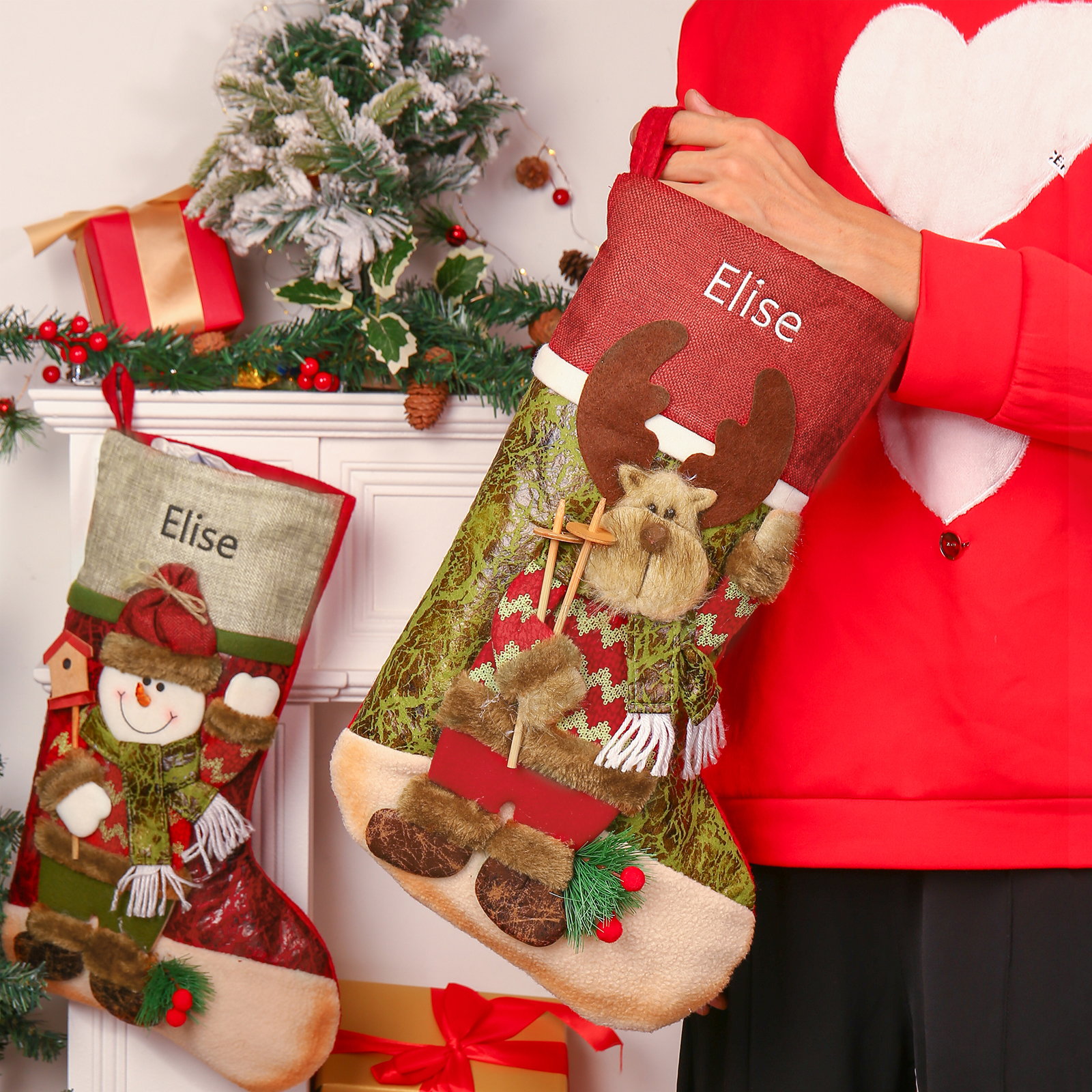 Christmas Stockings Ornaments Customised 1 Name Christmas Sock Personalised Gifts for Family Friends-Jessemade AU