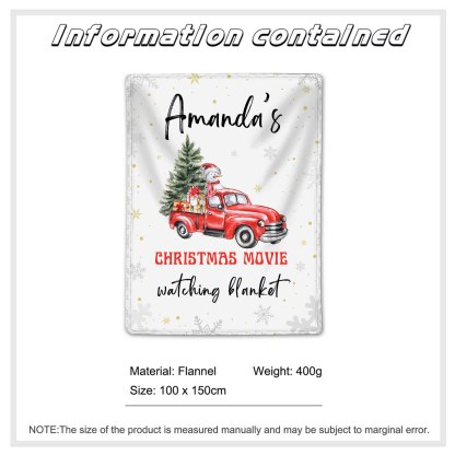 Personalised Christmas Movie Blanket Custom Name White Blanket Christmas Gift for Family Friends - Christmas Movie Watching Blanket-Jessemade AU
