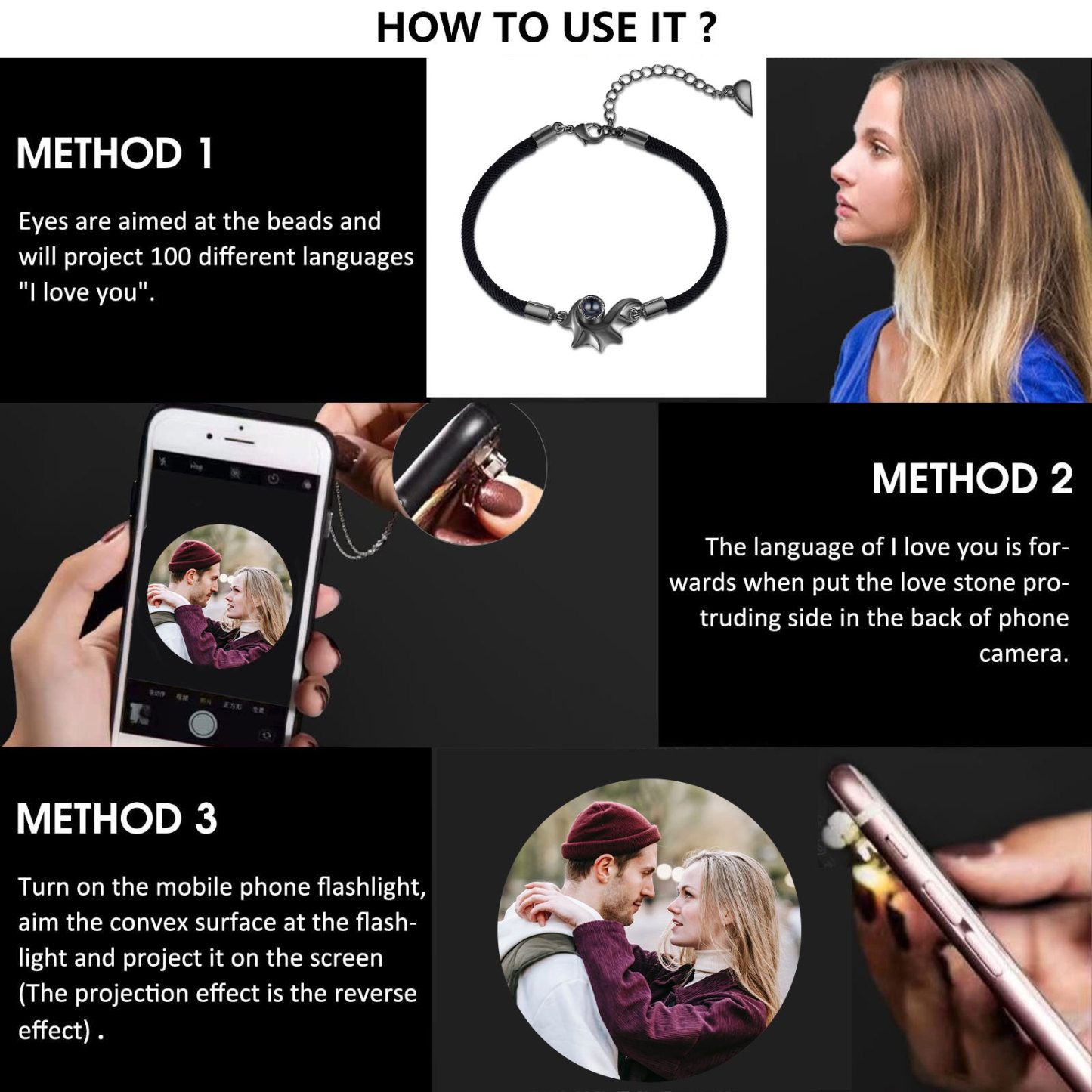 Personalised Magnetic Projection Bracelet Custom Photo Couple Bracelet Creative Gift for Her-Jessemade AU