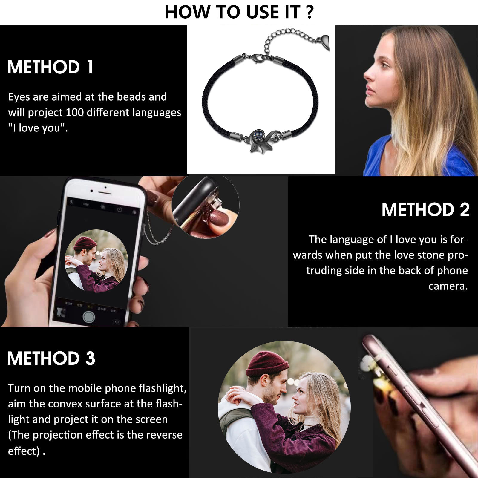 Personalised Magnetic Projection Bracelet Custom Photo Couple Bracelet Creative Gift for Her-Jessemade AU