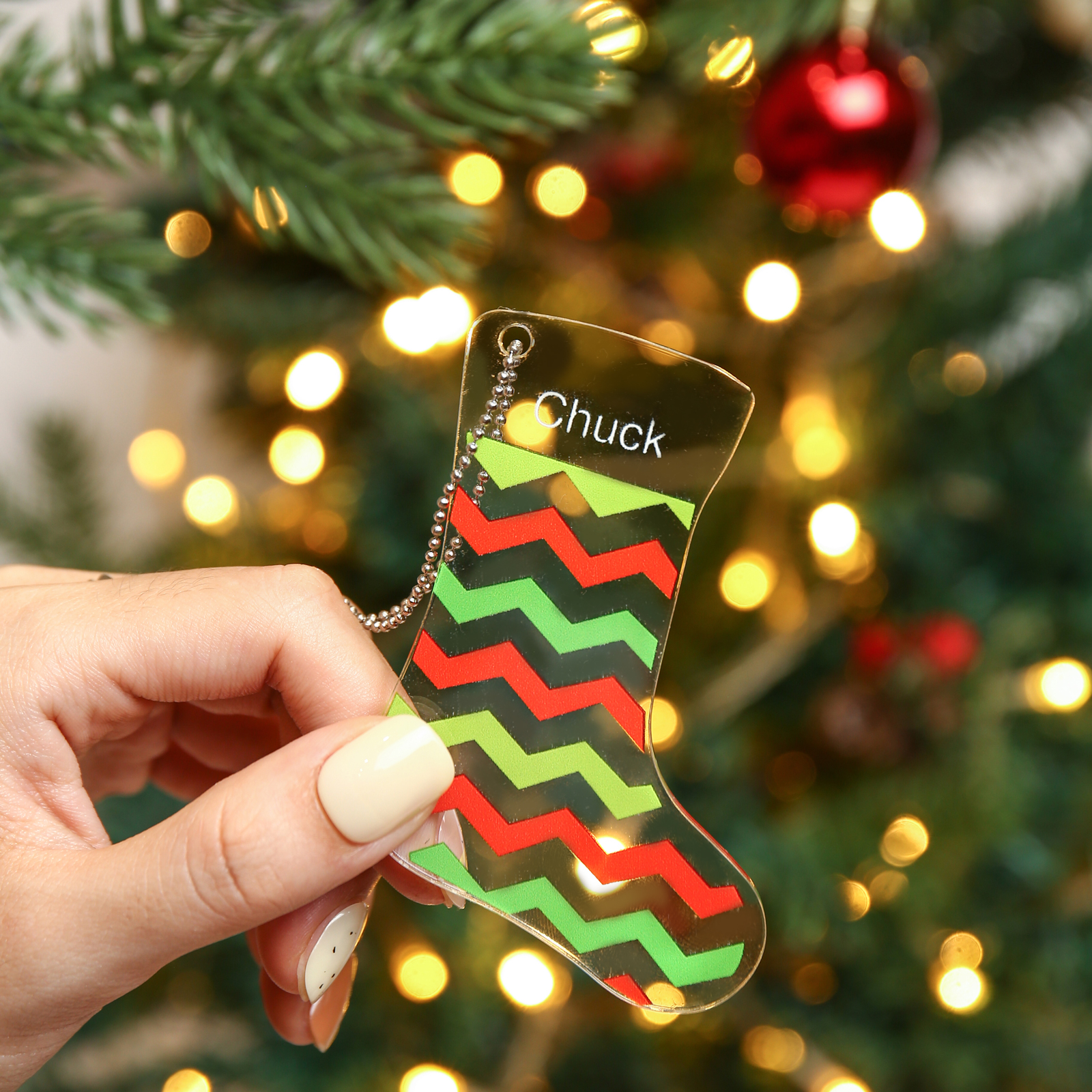 Personalised Acrylic Christmas Sock Ornaments Customised 1 Name Xmas Pendant Gifts for Boys Girls-Jessemade AU