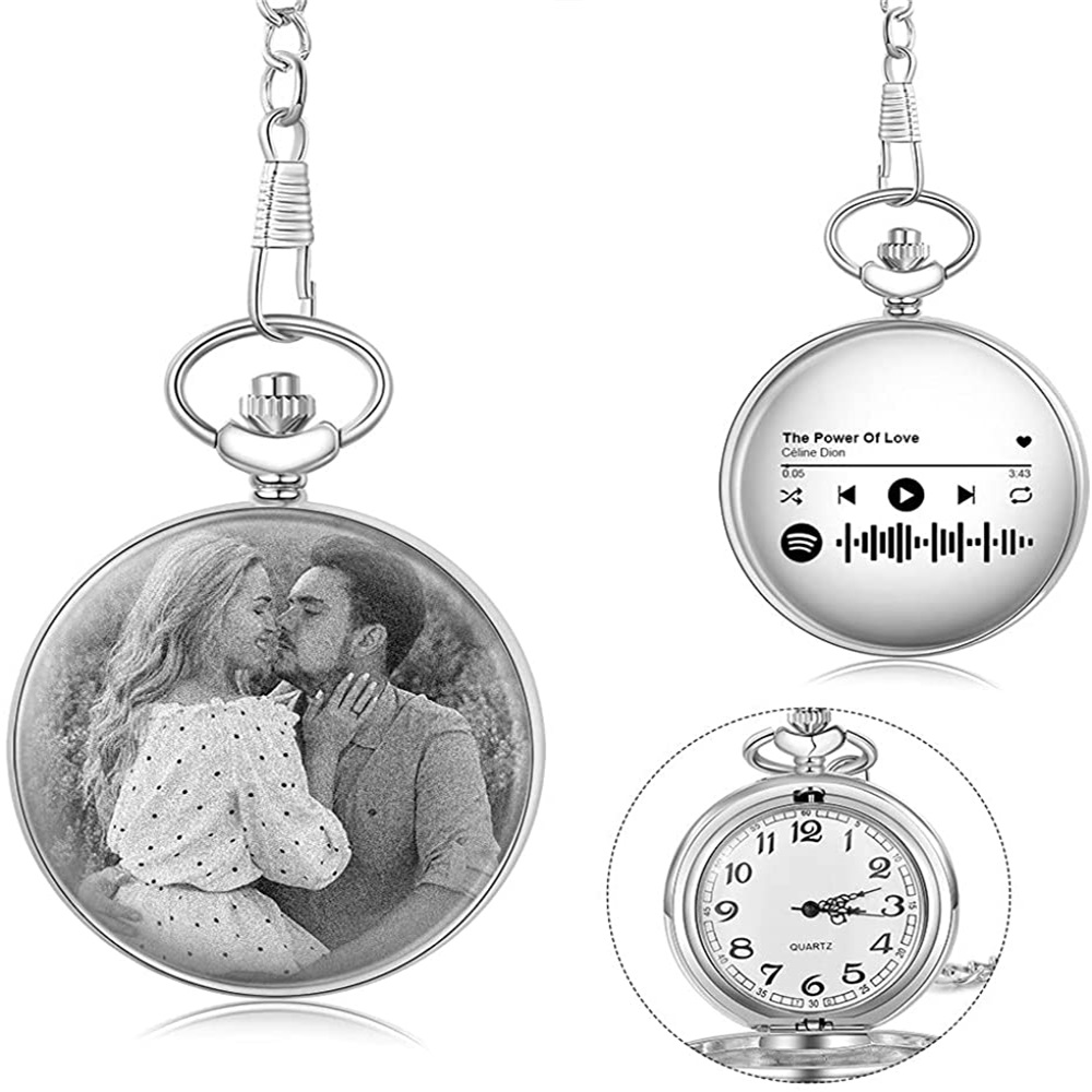 Personalised Spotify Code Photo Pocket Watch Custom Photo Gifts For Him-Jessemade AU