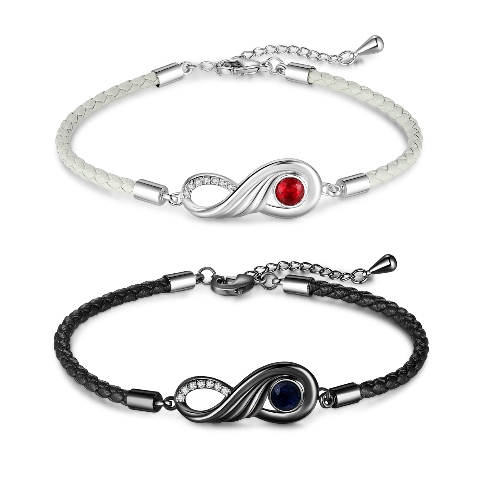Valentines Day Gifts Infinity Birthstone Bracelet Set for Couple-Jessemade AU
