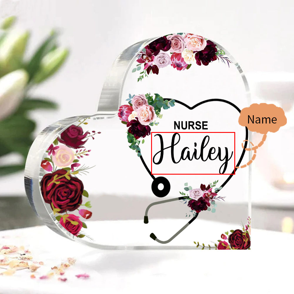 Personalised Acrylic Heart Keepsake, Custom Name Stethoscope Ornaments Gifts for Nurse-Jessemade AU