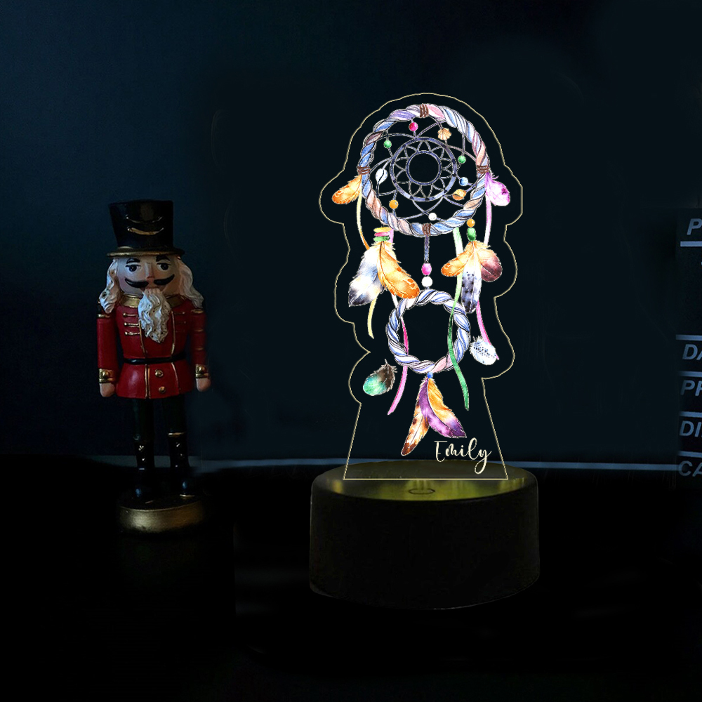 Custom Dream Catcher Night Light 7 Colours Changing Night Light With Name LED Lamp Gifts For Kids-Jessemade AU