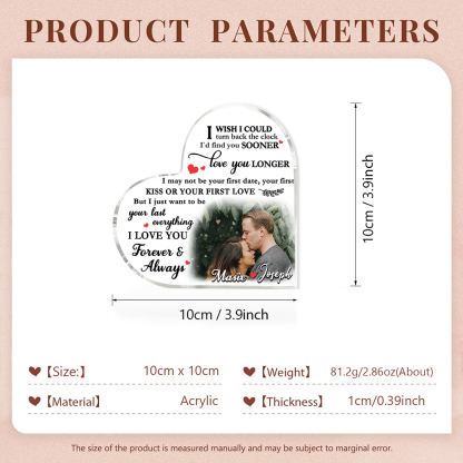 Couple Acrylic Heart Keepsake Custom 2 Names & Photo Ornament Valentine's Day Gift -  I Just Want To Be Your Last Everything -Jessemade AU