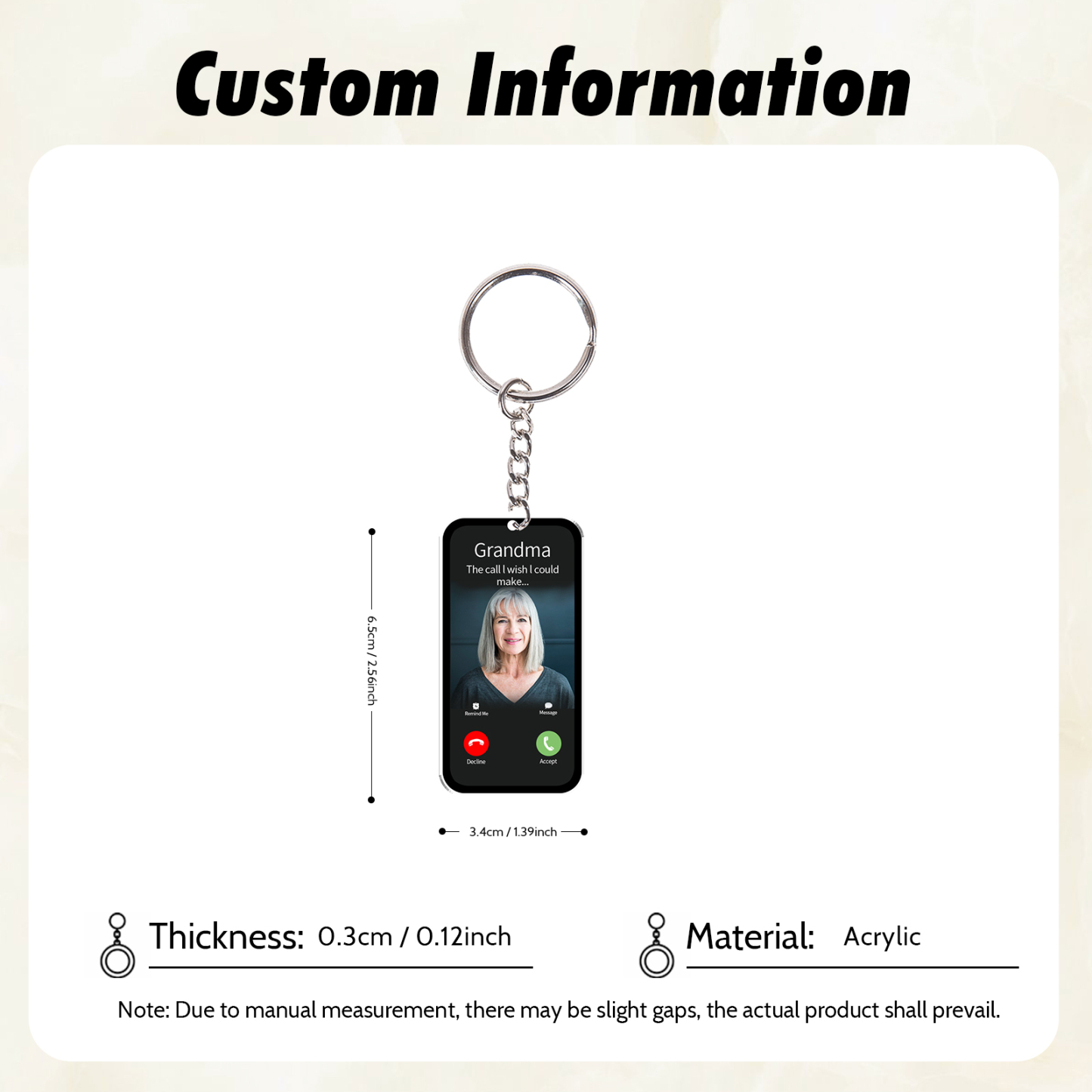 Personalised Photo & Name & Text Keychain Acrylic Memorial Gifts for Him/Her-Jessemade AU