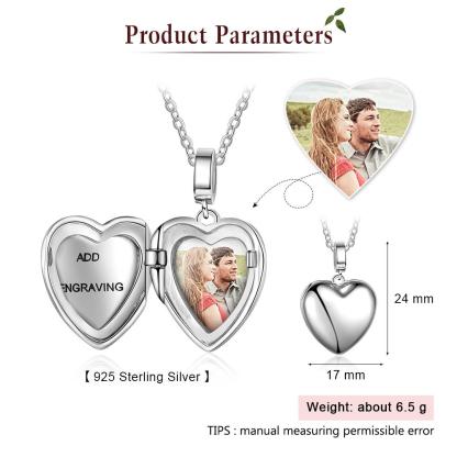 Personalised Heart Photo Locket Necklace Custom Photo Necklace Gifts For Her-Jessemade AU