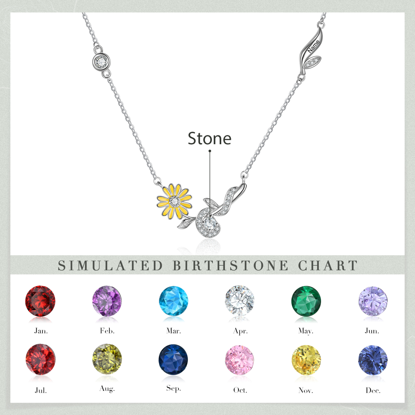Personalised April Birthflower Necklace With Birthstone Best Gift For Her-Jessemade AU