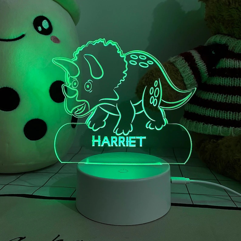 Personalised Rhino Home Decoration Lamp With Custom Name Night Light Kid's Bedroom Decor Children's LED Light-Jessemade AU