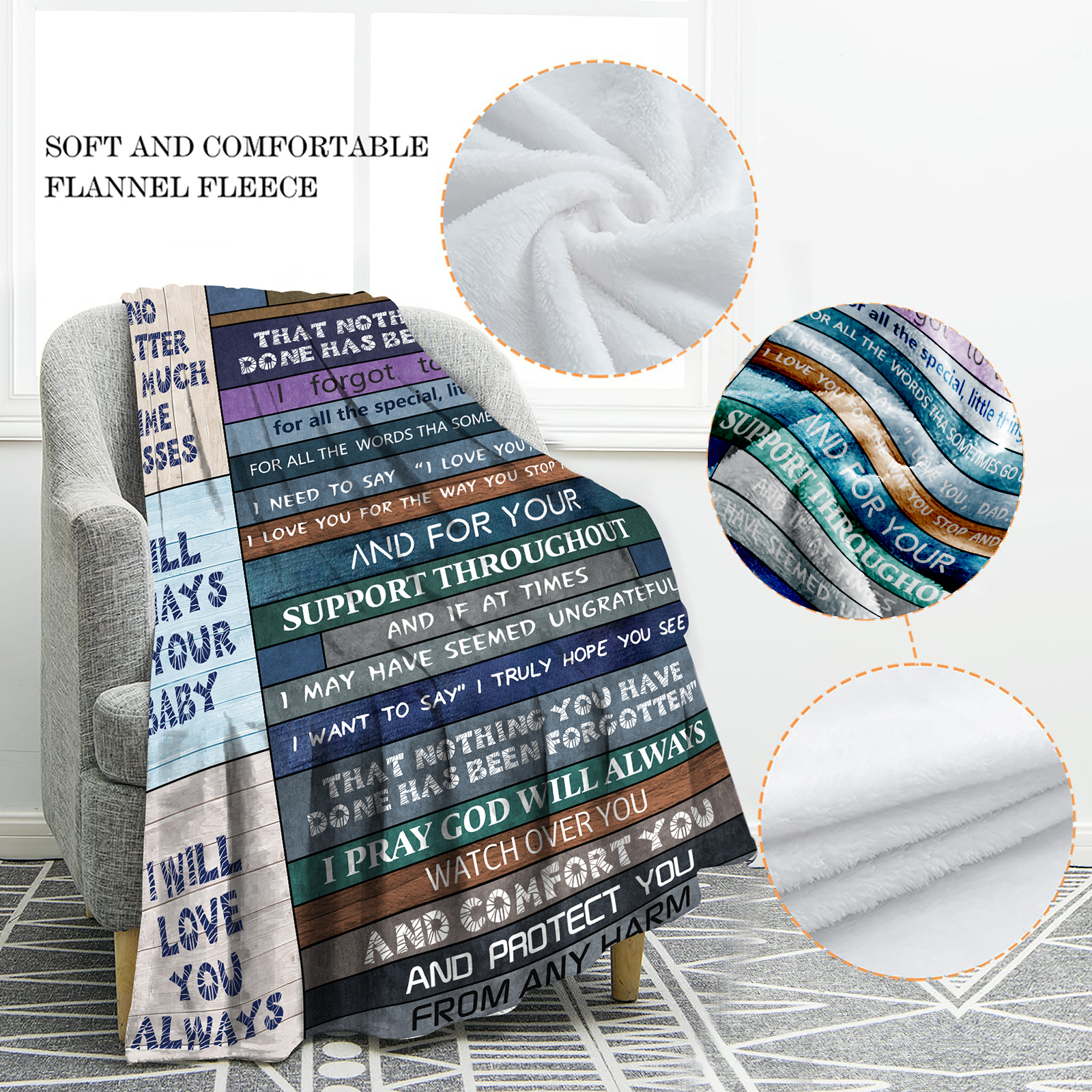 Fleece Blanket Colorful Stripes Father's Day Gift For Dad-Jessemade AU