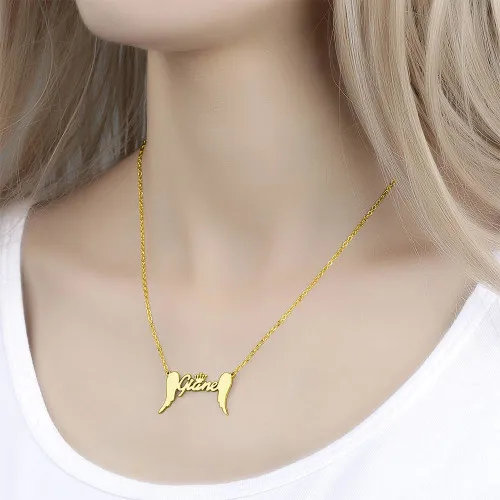 Personalised Wings Necklace Custom 1 Name Necklace Gift For Her-Jessemade AU