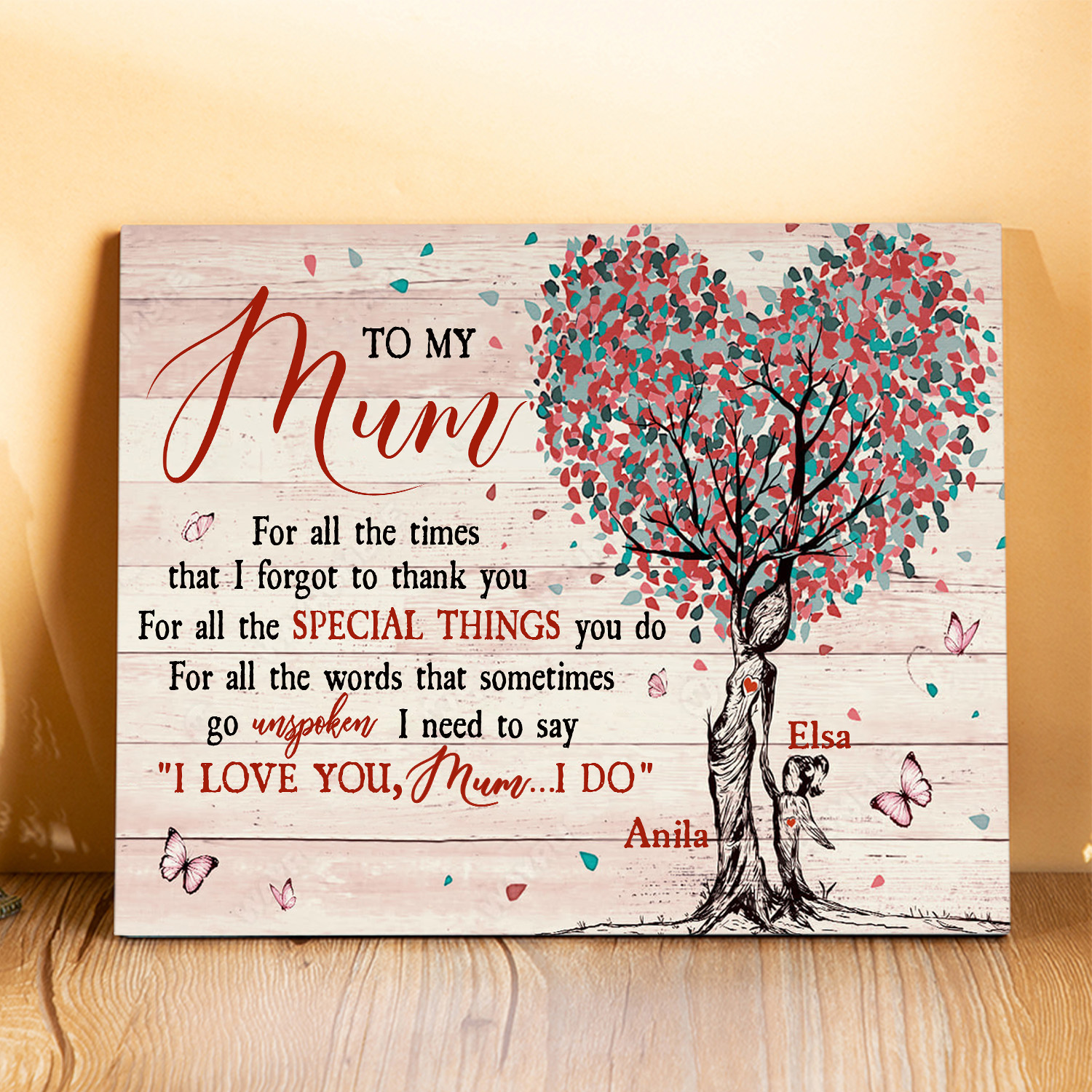 Personalised 2 Names Wooden Plaque Home Decoration Gifts for Mom/Mum - For All The Times That I Forgot To Thank You-Jessemade AU