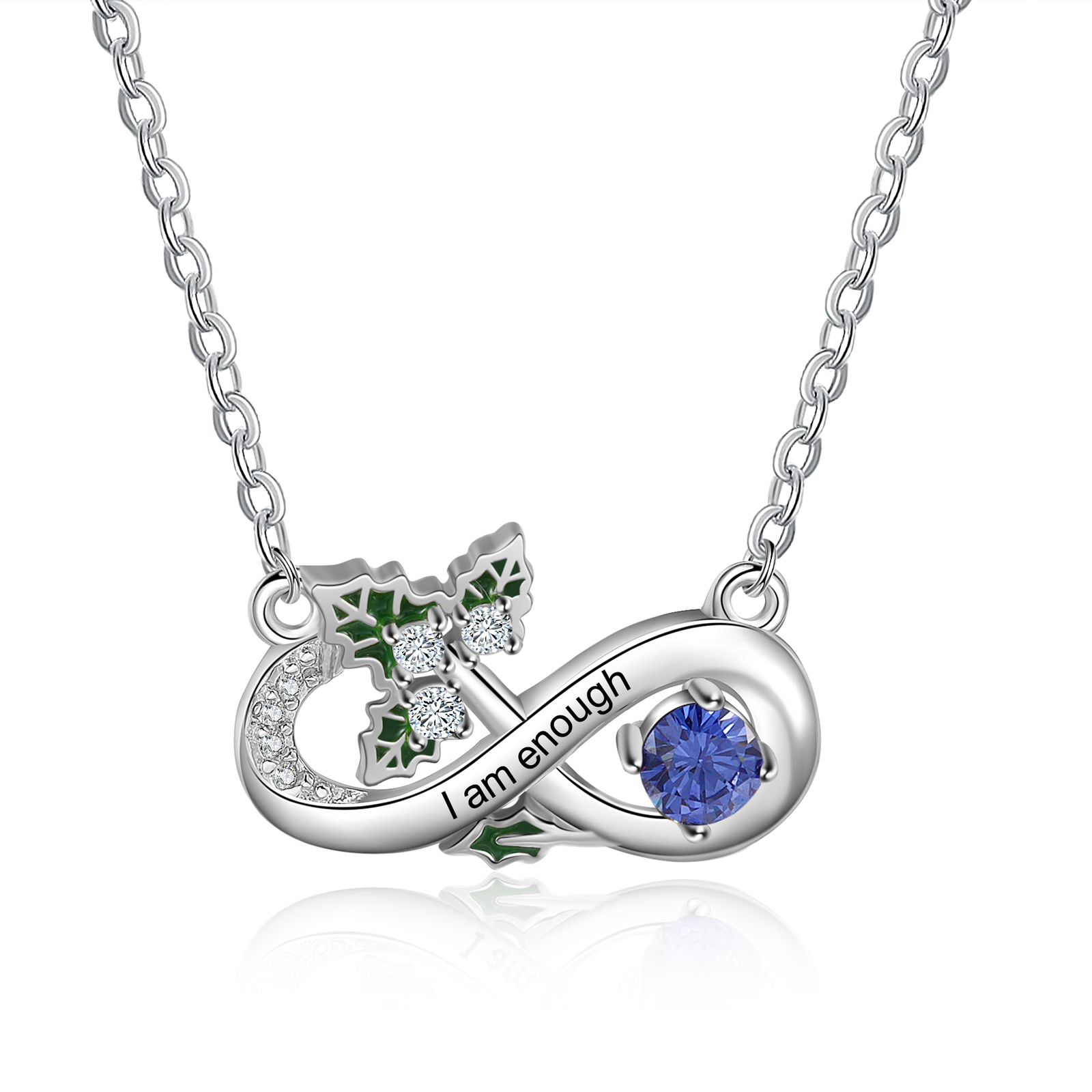Personalised December Birthflower Necklace With Birthstone Gift For Women-Jessemade AU
