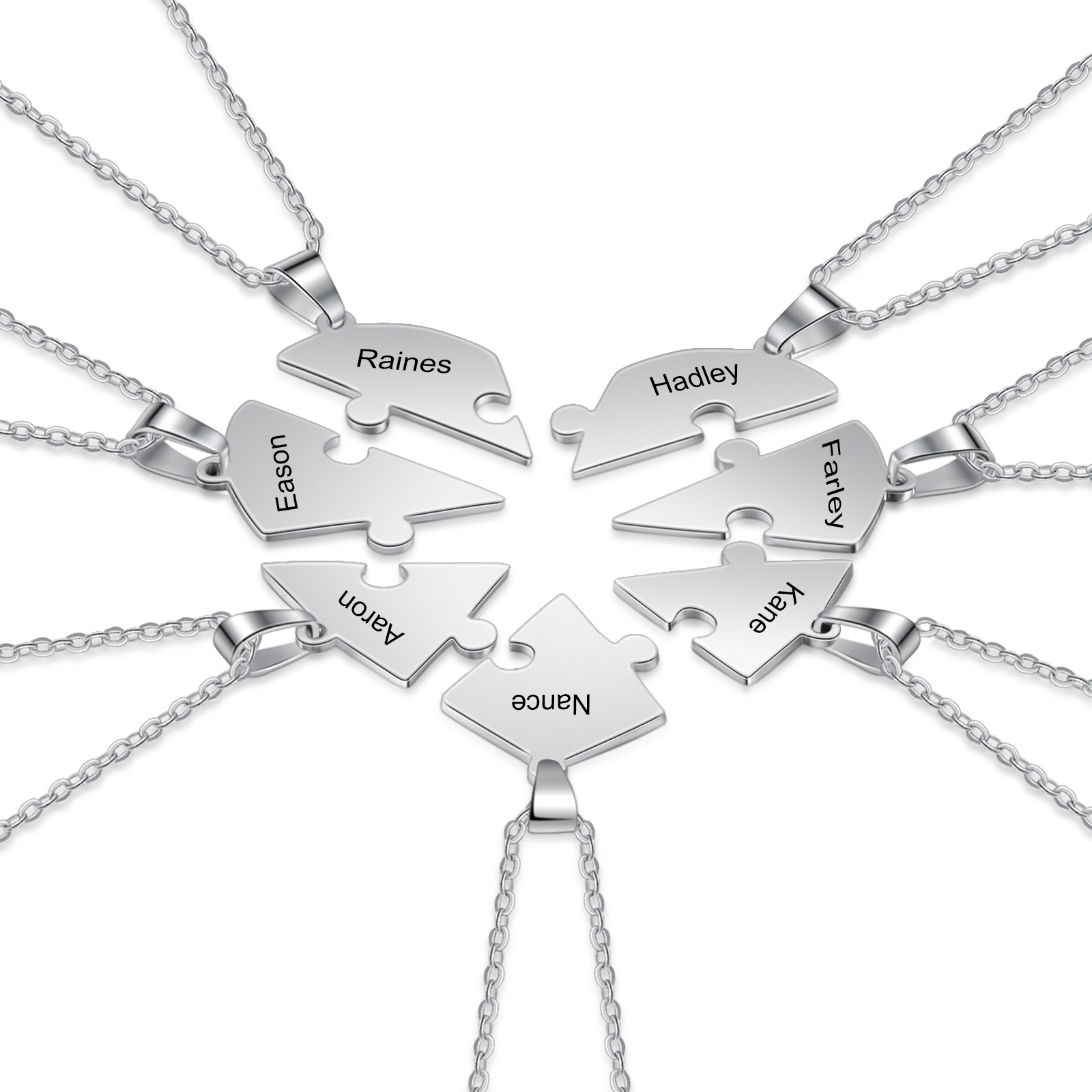 Personalised Heart Puzzle Necklace With 7 Names Gifts For Her-Jessemade AU