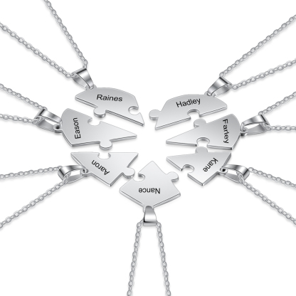 Personalised Heart Puzzle Necklace With 7 Names Gifts For Her-Jessemade AU