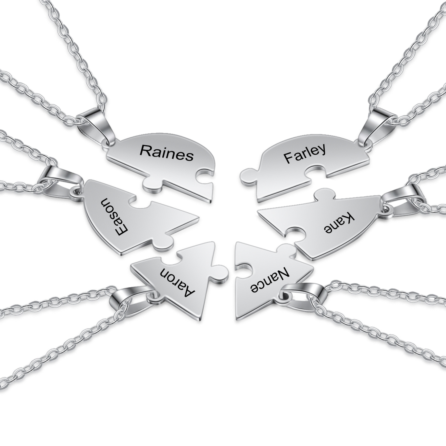 Personalised Heart Puzzle Necklace With 6 Names Gifts For Her-Jessemade AU