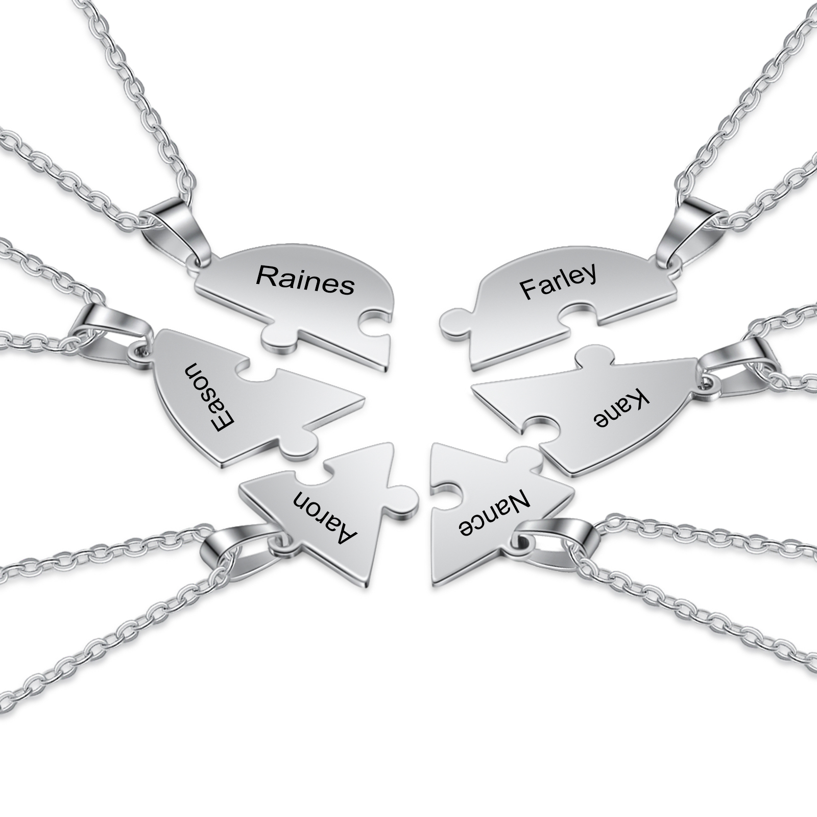 Personalised Heart Puzzle Necklace With 6 Names Gifts For Her-Jessemade AU