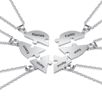 Personalised Heart Puzzle Necklace With 6 Names Gifts For Her-Jessemade AU