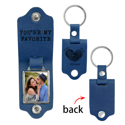 Personalised Photo Keychain Customised Text & Date & 2 Names Leather Keyring Valentine's Day Gifts for Couples-Jessemade AU