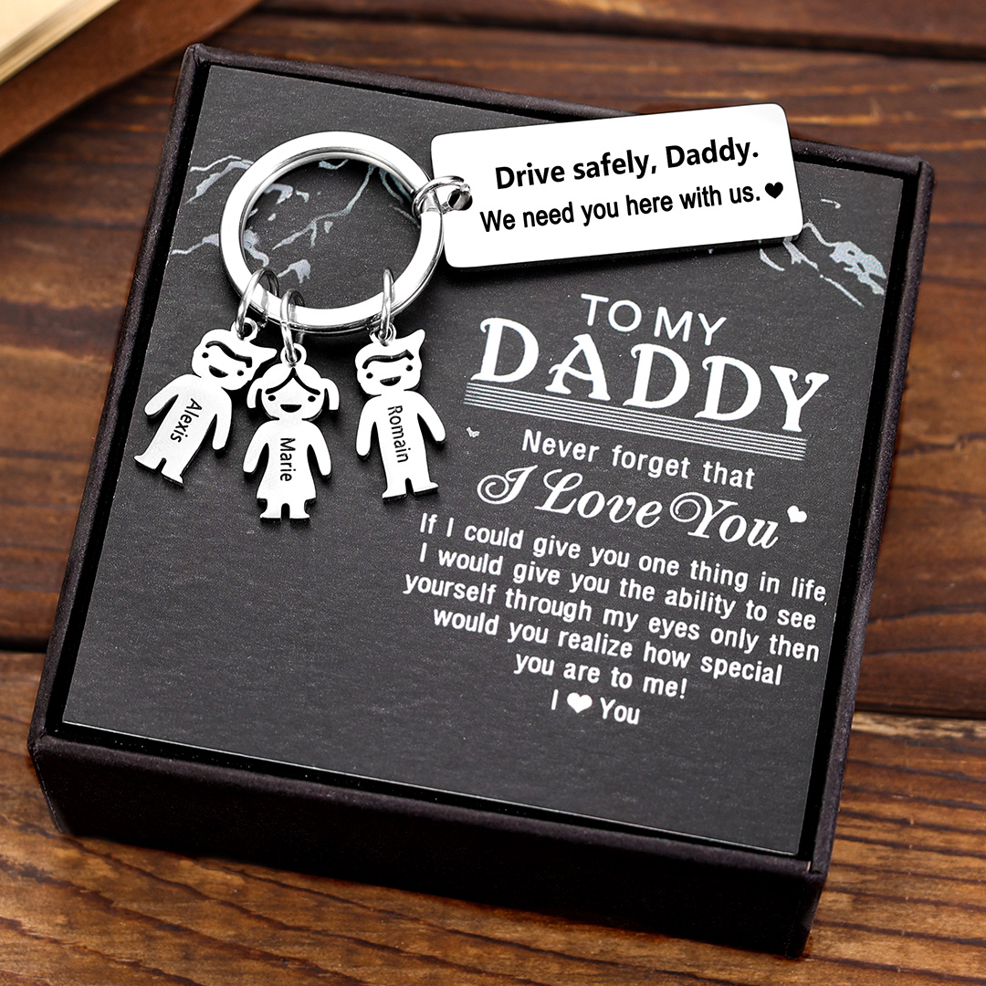 Personalised Kid Charm Keychain Engraved 1 Name Family Keychain for Him-Jessemade AU