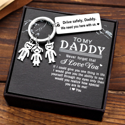 Personalised Kid Charm Keychain Engraved 1 Name Family Keychain for Him-Jessemade AU