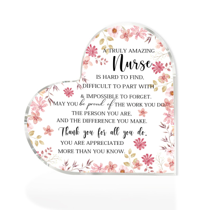 Acrylic Heart Keepsake Flower Ornaments Gifts for Nurses - You Are Appreciated More Than You Know-Jessemade AU