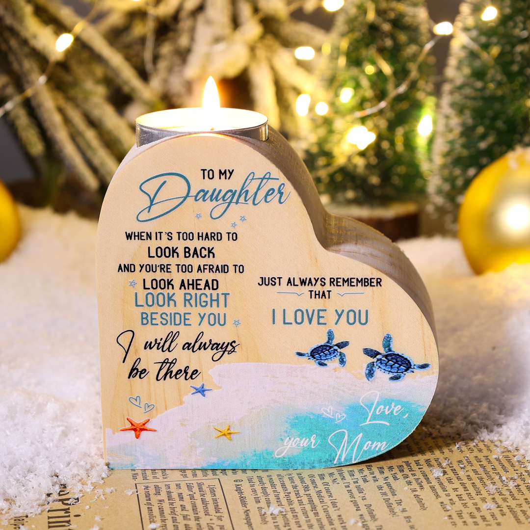 To My Daughter Wooden Heart Candle Holder "I will always be there" Gifts For Daughter-Jessemade AU