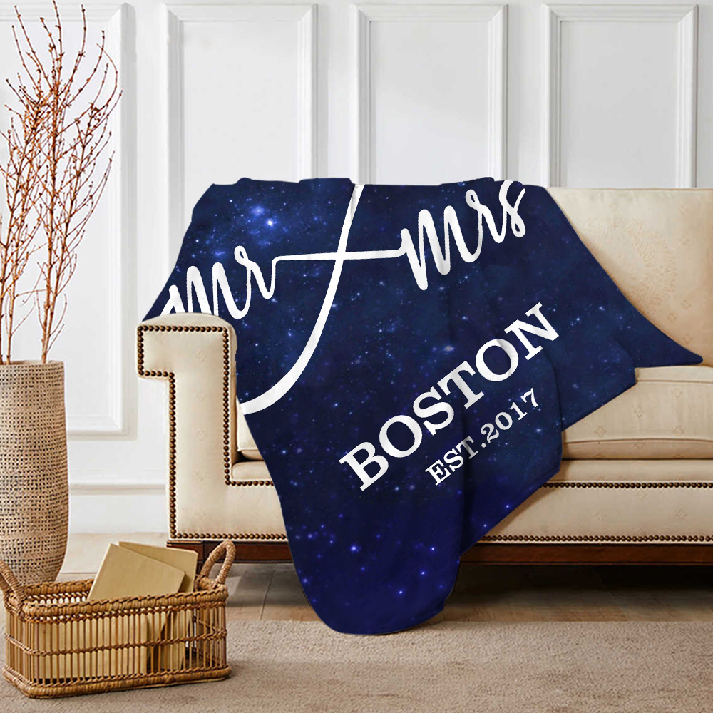 Personalised Couple Blanket Customised 2 Names & Date Blanket Infinity Valentine's Day Gift for Him/Her-Jessemade AU
