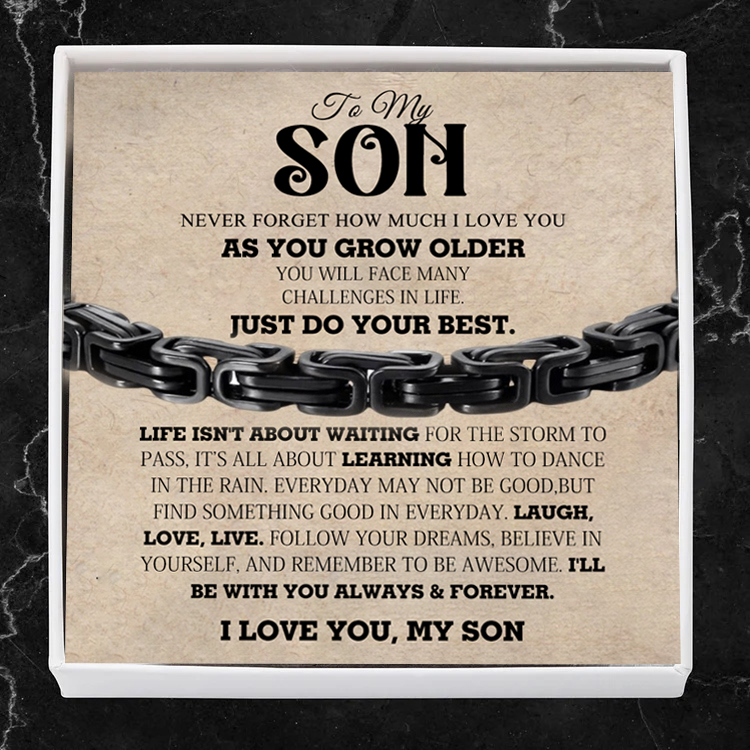 To My Son Cuban Link Bracelet Stainless Steel Bracelet Warm Gift for Son - I'll Be With You Always & Forever-Jessemade AU