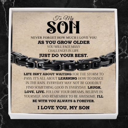 To My Son Cuban Link Bracelet Stainless Steel Bracelet Warm Gift for Son - I'll Be With You Always & Forever-Jessemade AU