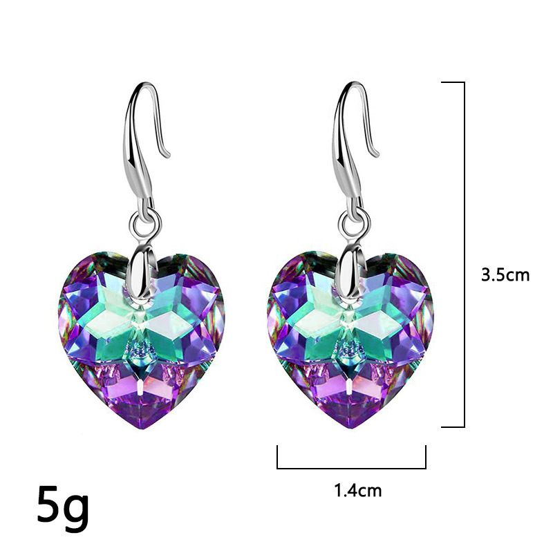 Women's Drop Earrings Heart-Shaped Crystal Earrings Birthday Mother's Day Gifts for Women Girls-Jessemade AU