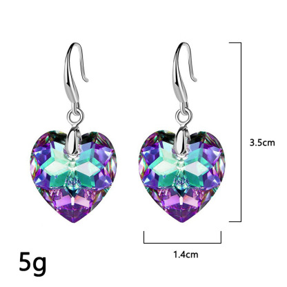 Women's Drop Earrings Heart-Shaped Crystal Earrings Birthday Mother's Day Gifts for Women Girls-Jessemade AU