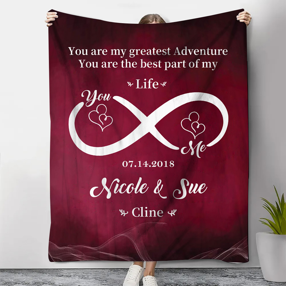 Personalised Couple Blanket Customised 2 Names & Date Blanket Gift for Him/Her - You Are The Best Part Of My Life-Jessemade AU