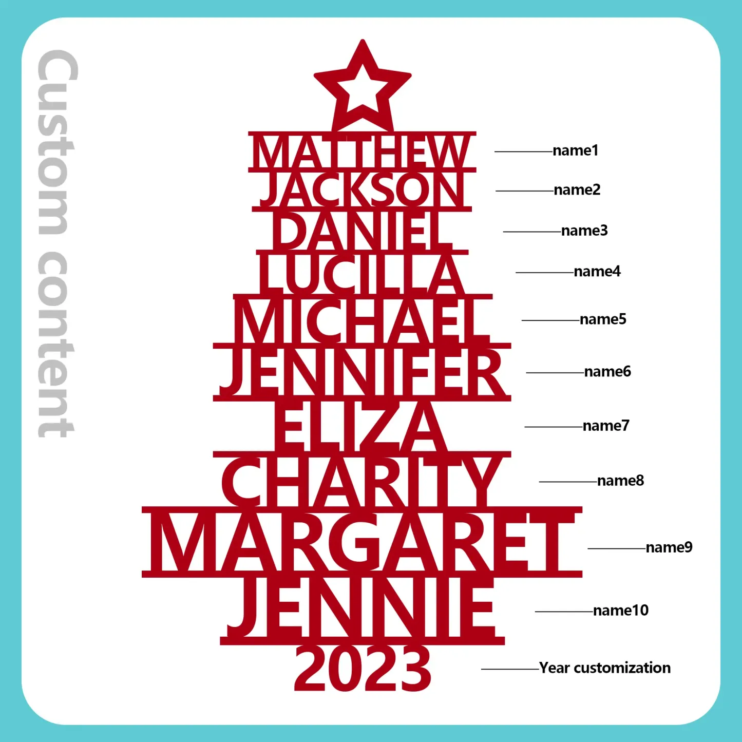 10 Names - Personalised Christmas Tree Ornaments Customised Name Xmas Wooden Decor Gifts for Family Friends-Jessemade AU