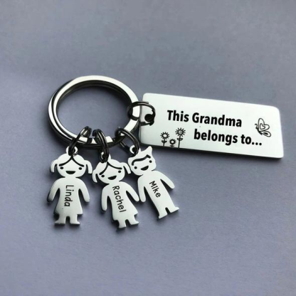 Personalised Keychain with Kid Charm Engraved 5 Names Family Keychain for Him-Jessemade AU