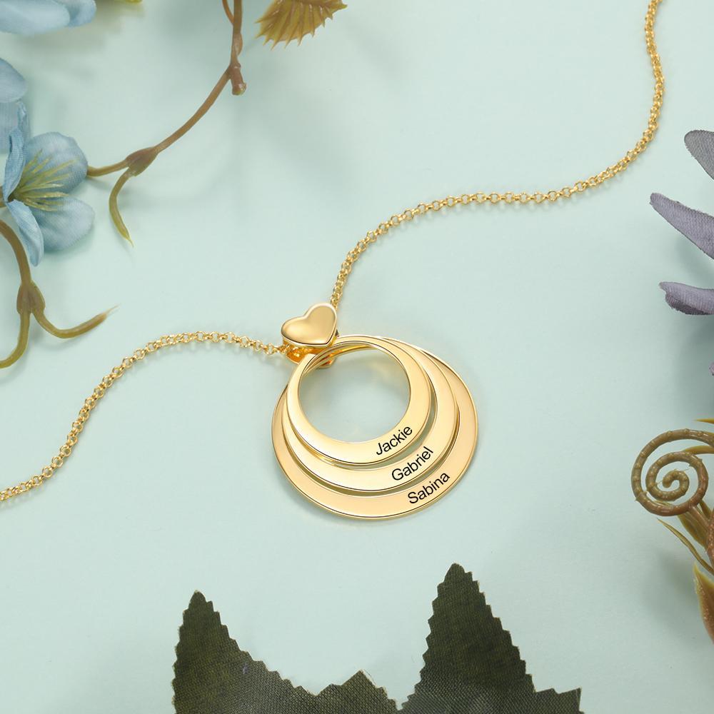 Personalised Family Circles Necklace Engraved 3 Names Love Necklace Gifts for Her-Jessemade AU