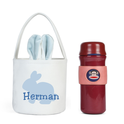 Personalised Bunny Tote Bag Customised with Name Bunny Basket Bucket Bag Easter Gifts-Jessemade AU