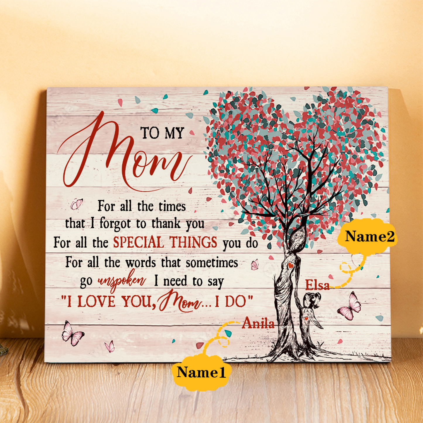 Personalised 2 Names Wooden Plaque Home Decoration Gifts for Mom/Mum - For All The Times That I Forgot To Thank You-Jessemade AU