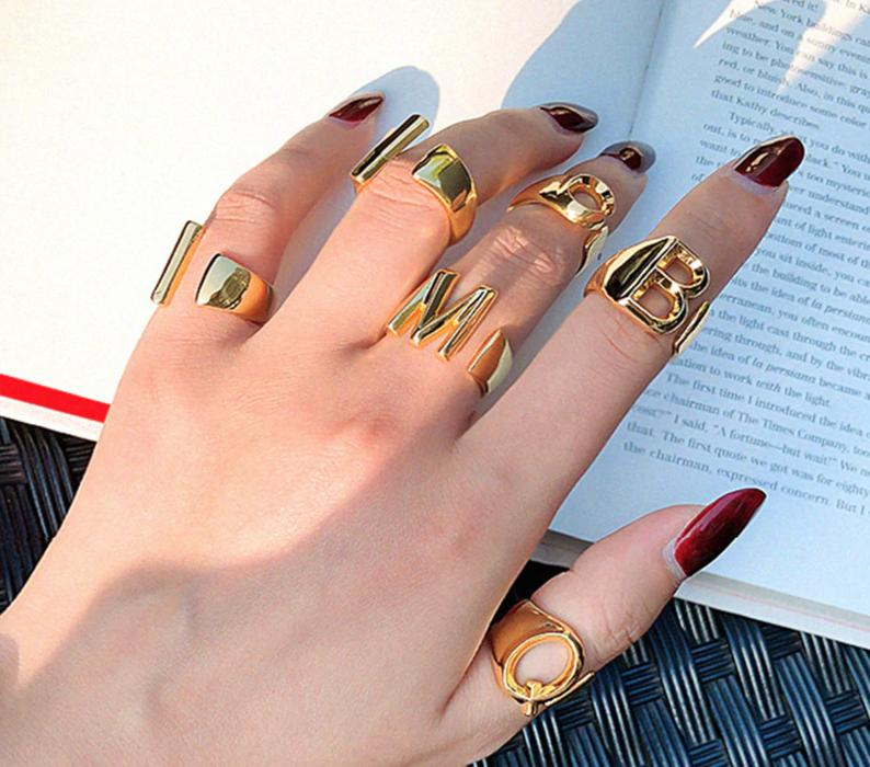 Personalised Name Ring Custom 1 Letter Name Ring Gifts For Women-Jessemade AU