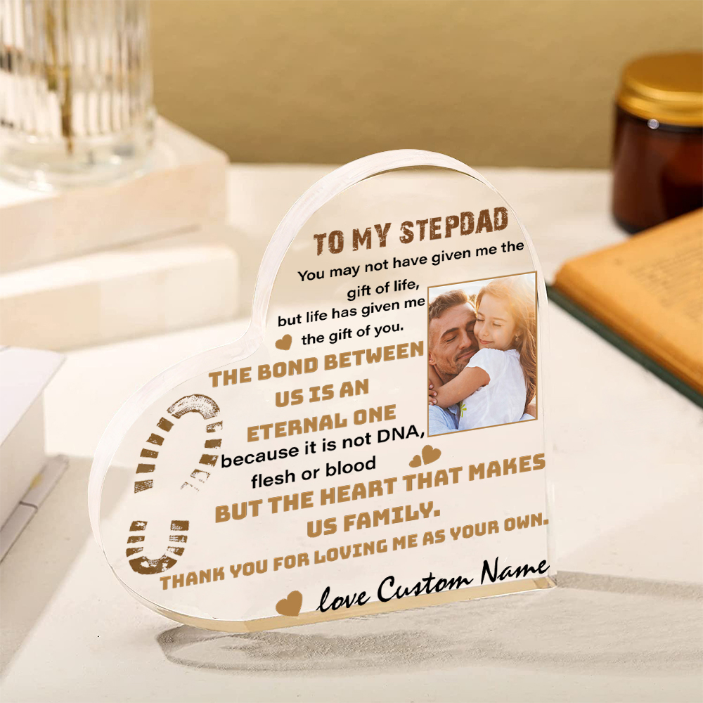 To My Stepdad Personalised Acrylic Heart Keepsake Custom Photo Sign Plaque - THE BOND BETWEEN US IS AN ETERNAL ONE-Jessemade AU