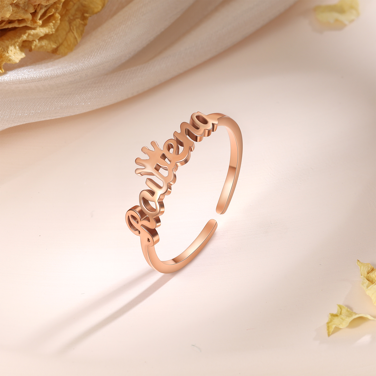 Crown Name Ring Personlized One Name Adjustable Rings-Jessemade AU